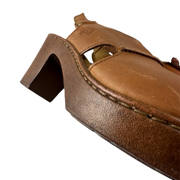 BORN Brown Leather Clog Heeled Open Toe Sandals SIZE 8 - Picture 9 of 13